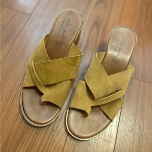 Mila Paoli Leather Suede Block Heel Sandals (Made in Italy) Size 8